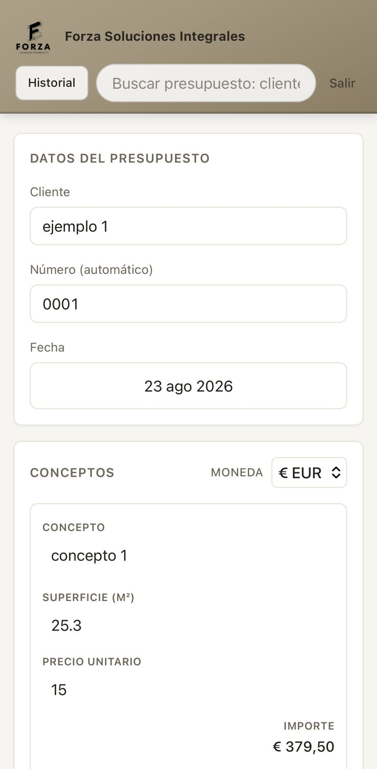 Vista previa del proyecto Forza Presupuestos